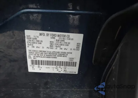 2017 Ford Edge Sel z USA, uszkodzony, nr VIN 2FMPK4J91HBB10980